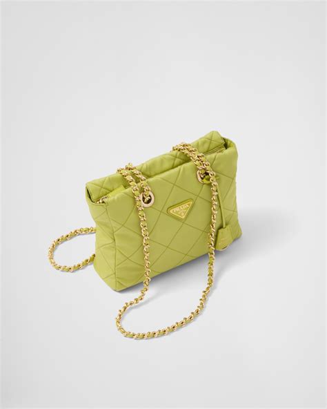 PRADA LIME GREEN CHAIN LEATHER SHOULDER BAG .